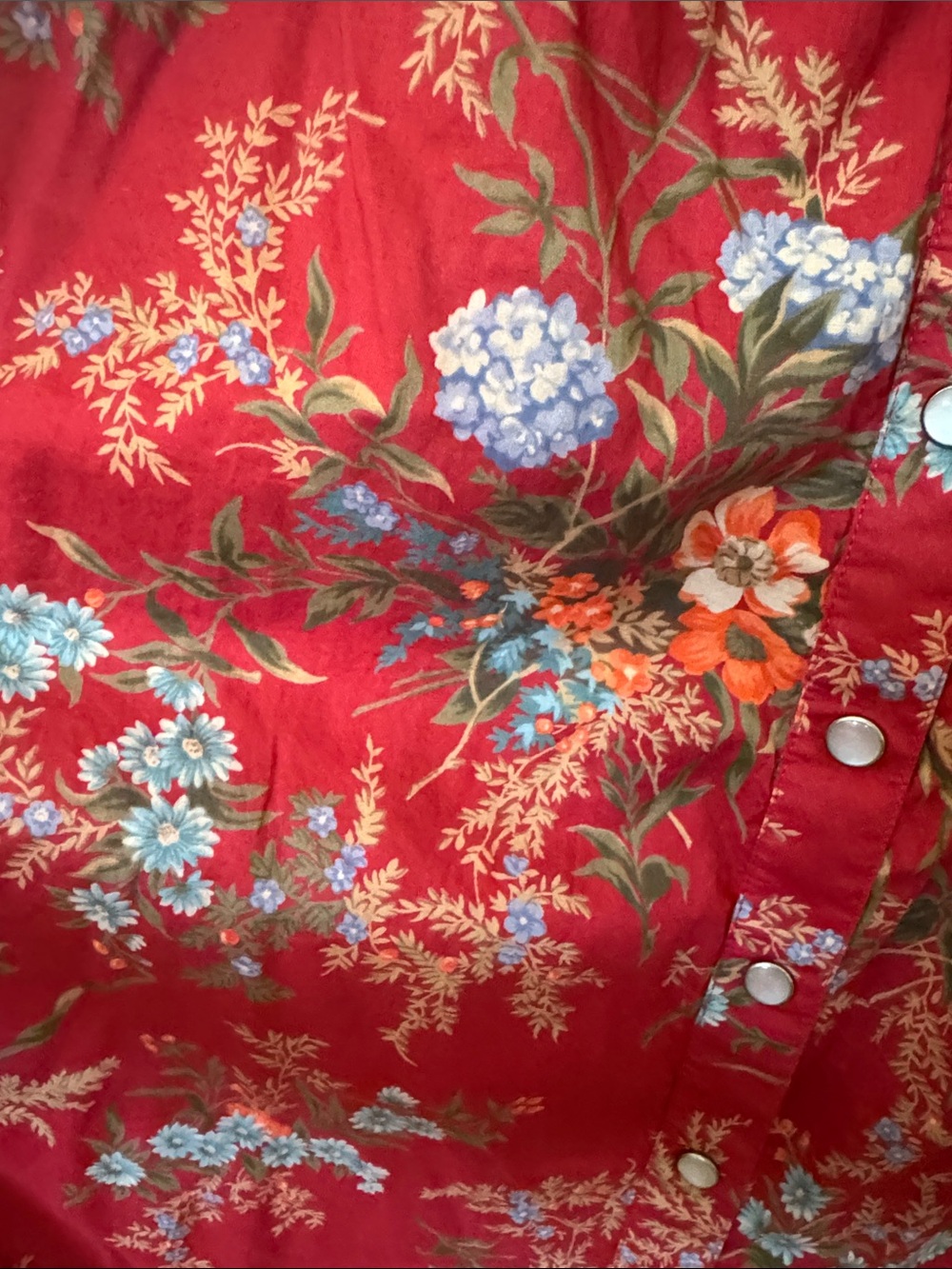 Vintage Lauren Ralph Lauren Indian cotton Floral Midi Snap-Front Skirt - Picture 5 of 8